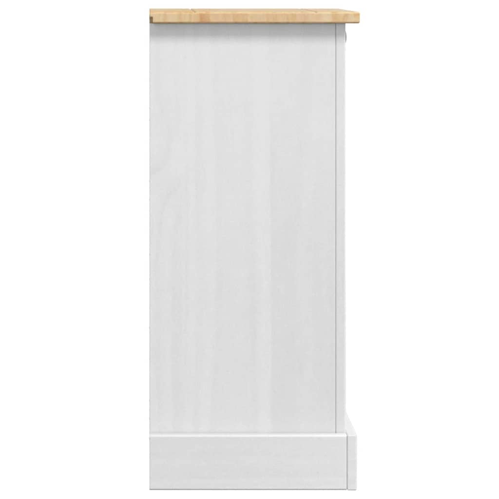 Sengebord CORONA Hvid 35 x 32,5 x 74 cm Massiv fyrretræ