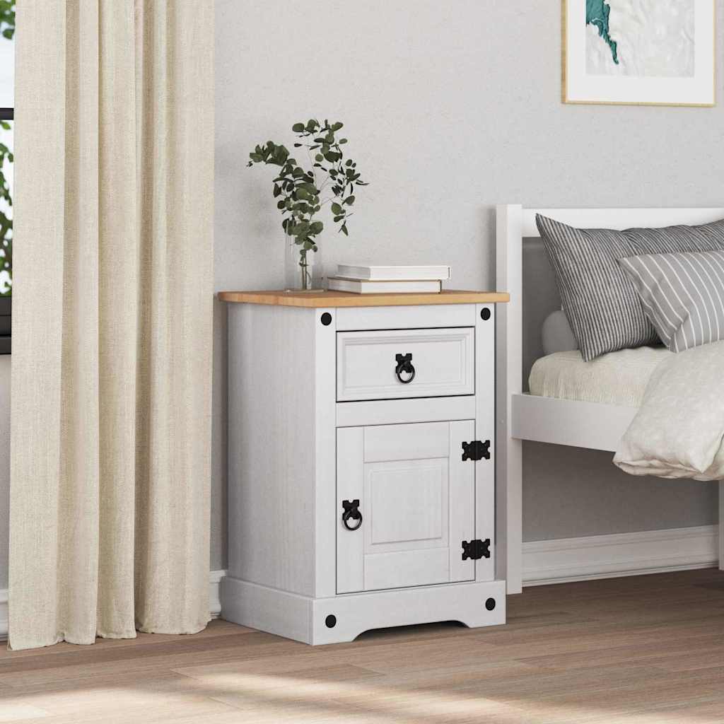 Sengebord Corona Hvid 45 x 35 x 64 cm Massiv fyrretræ
