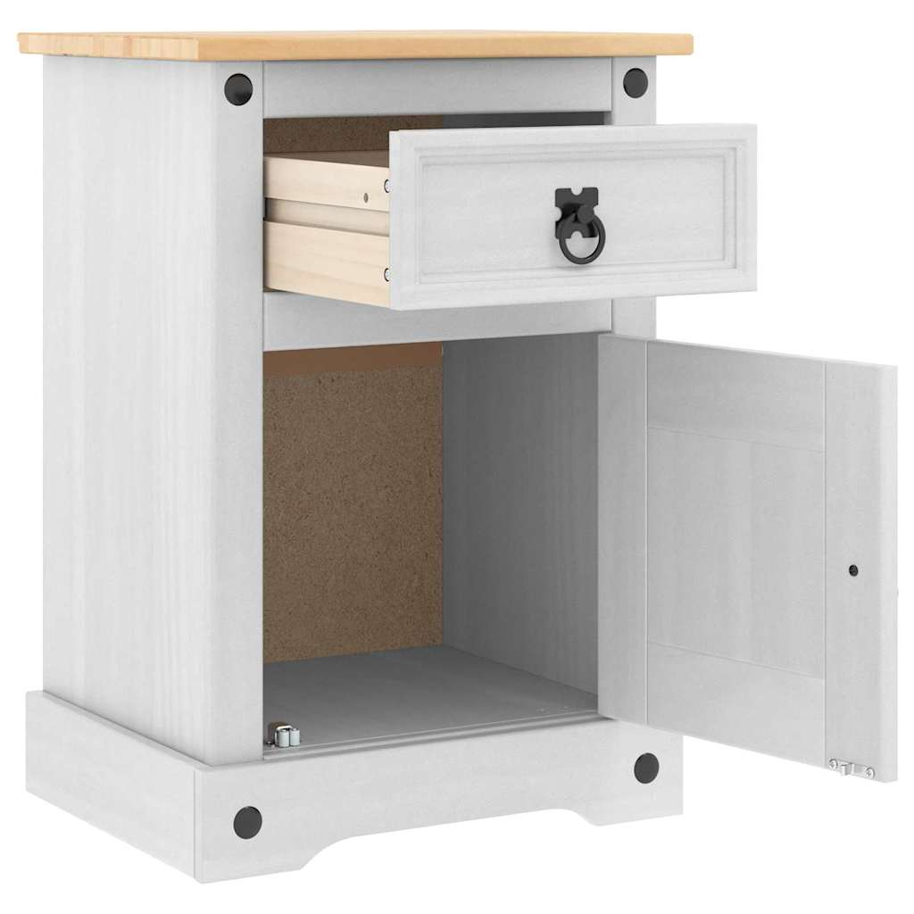 Sengebord Corona Hvid 45 x 35 x 64 cm Massiv fyrretræ