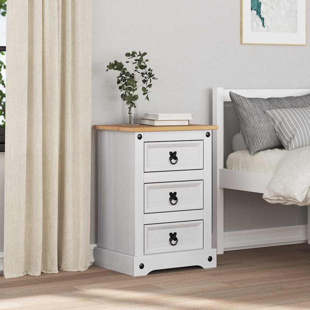 Sengebord Corona Hvid 45 x 35 x 64 cm Massiv fyrretræ