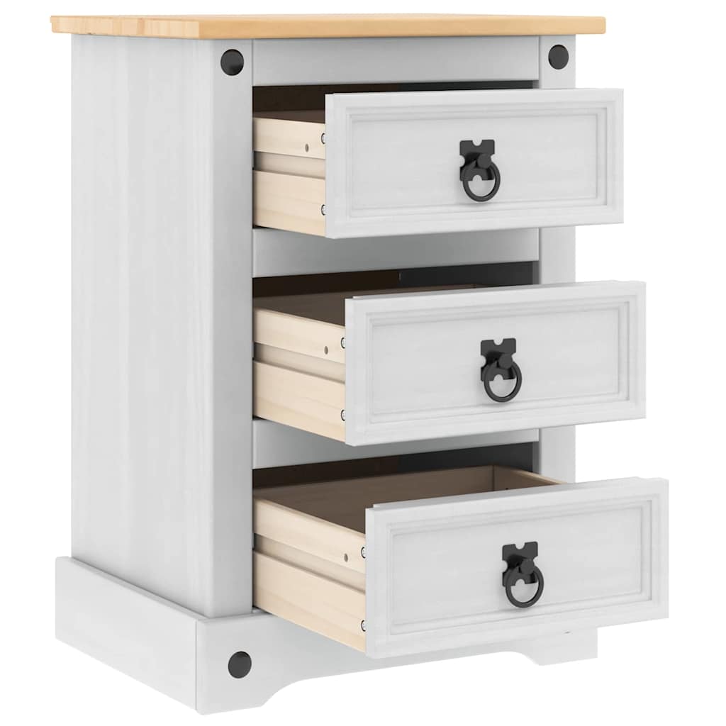Sengebord Corona Hvid 45 x 35 x 64 cm Massiv fyrretræ