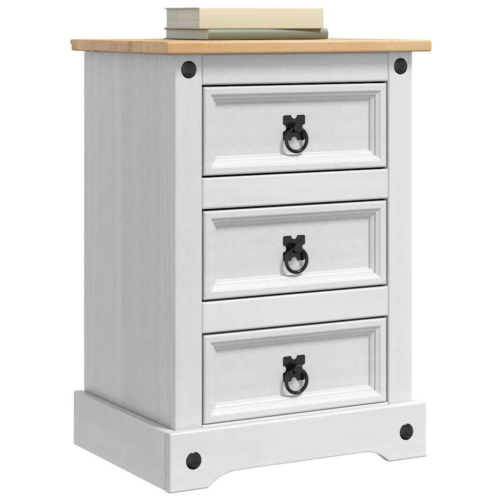 Sengebord Corona Hvid 45 x 35 x 64 cm Massiv fyrretræ