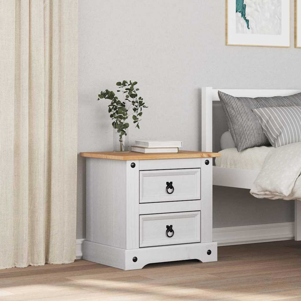 Sengebord Corona Hvid 53 x 39 x 47 cm Massiv fyrretræ