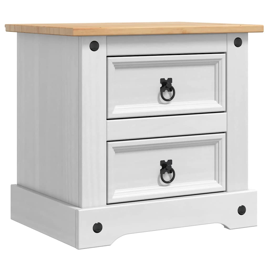 Sengebord Corona Hvid 53 x 39 x 47 cm Massiv fyrretræ