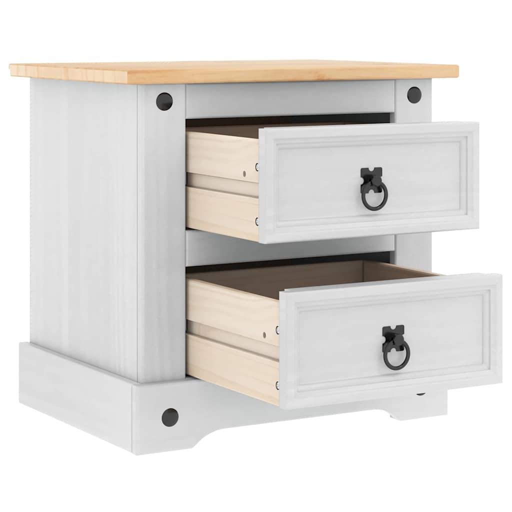 Sengebord Corona Hvid 53 x 39 x 47 cm Massiv fyrretræ