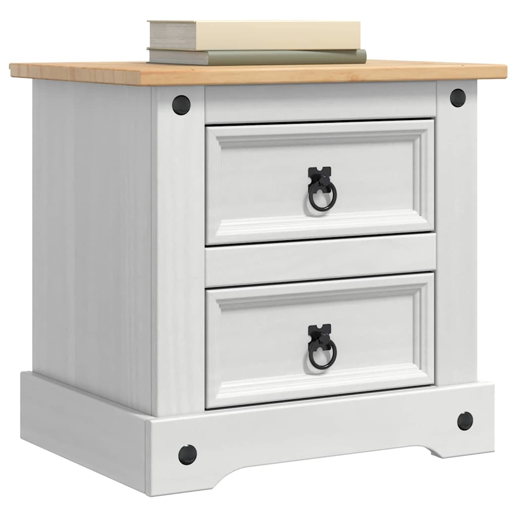 Sengebord Corona Hvid 53 x 39 x 47 cm Massiv fyrretræ