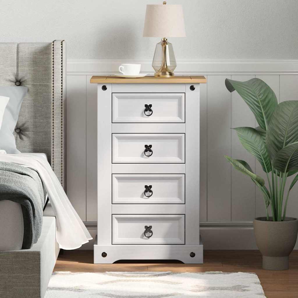 Sengebord Corona Hvid 53 x 39 x 84 cm Massiv fyrretræ