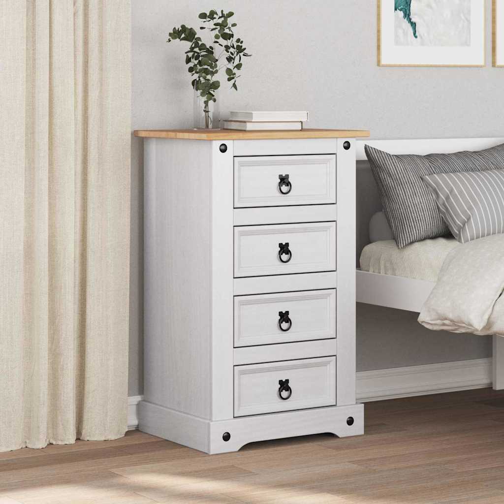 Sengebord Corona Hvid 53 x 39 x 84 cm Massiv fyrretræ