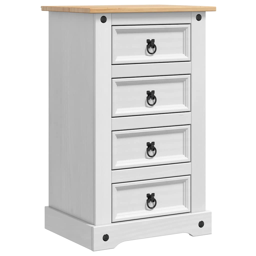 Sengebord Corona Hvid 53 x 39 x 84 cm Massiv fyrretræ