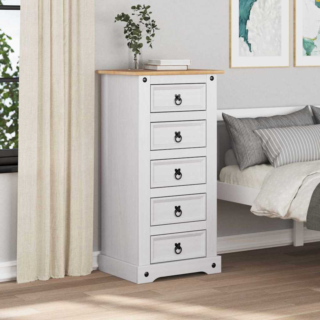 Sengebord Corona Hvid 53 x 39 x 103 cm Massiv fyrretræ