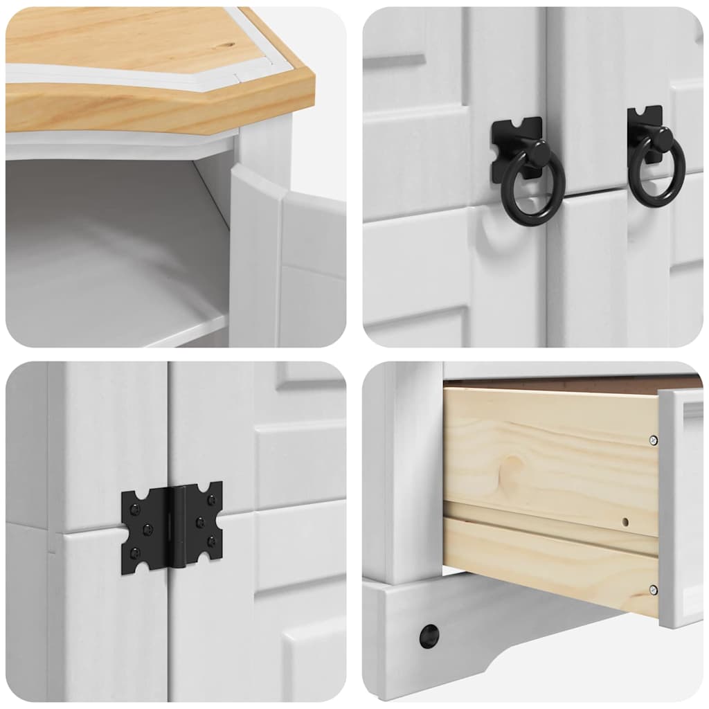 Garderobeskab CORONA Hvid 101 x 52 x 170 cm Massiv fyrretræ