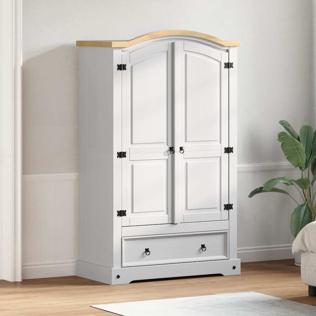 Garderobeskab CORONA Hvid 101 x 52 x 170 cm Massiv fyrretræ