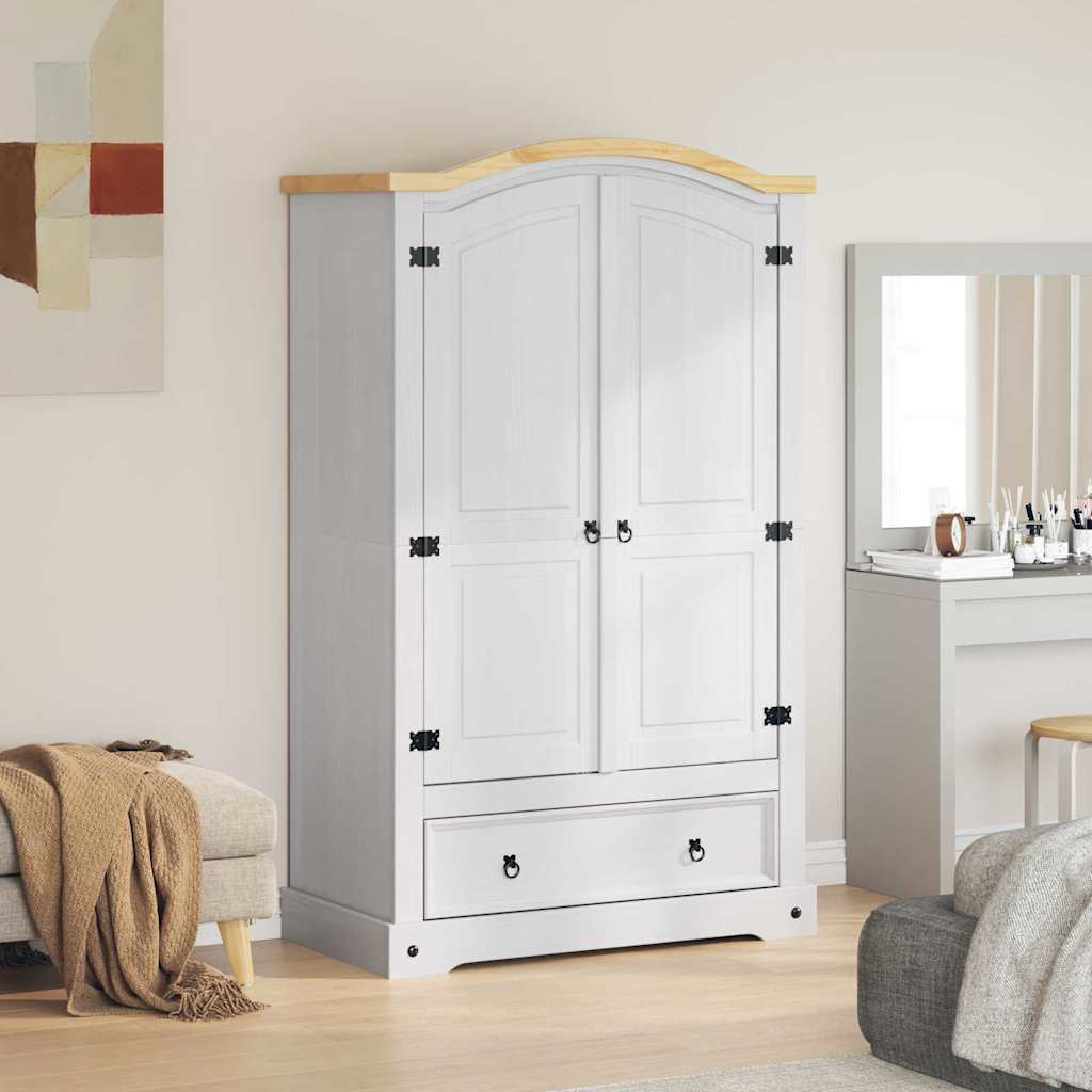 Garderobeskab CORONA Hvid 101 x 52 x 170 cm Massiv fyrretræ