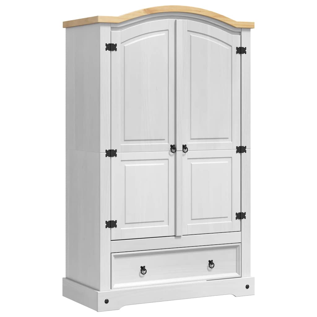Garderobeskab CORONA Hvid 101 x 52 x 170 cm Massiv fyrretræ