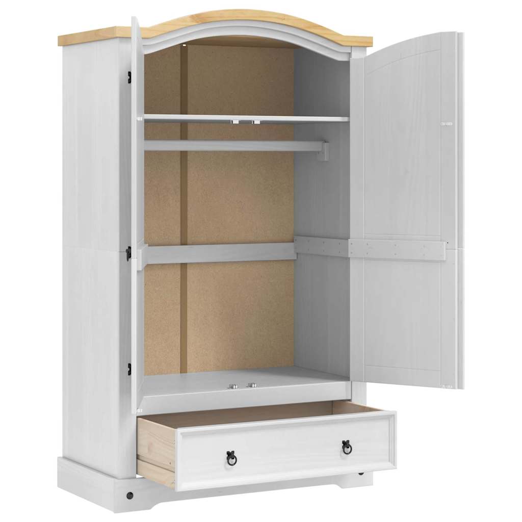 Garderobeskab CORONA Hvid 101 x 52 x 170 cm Massiv fyrretræ