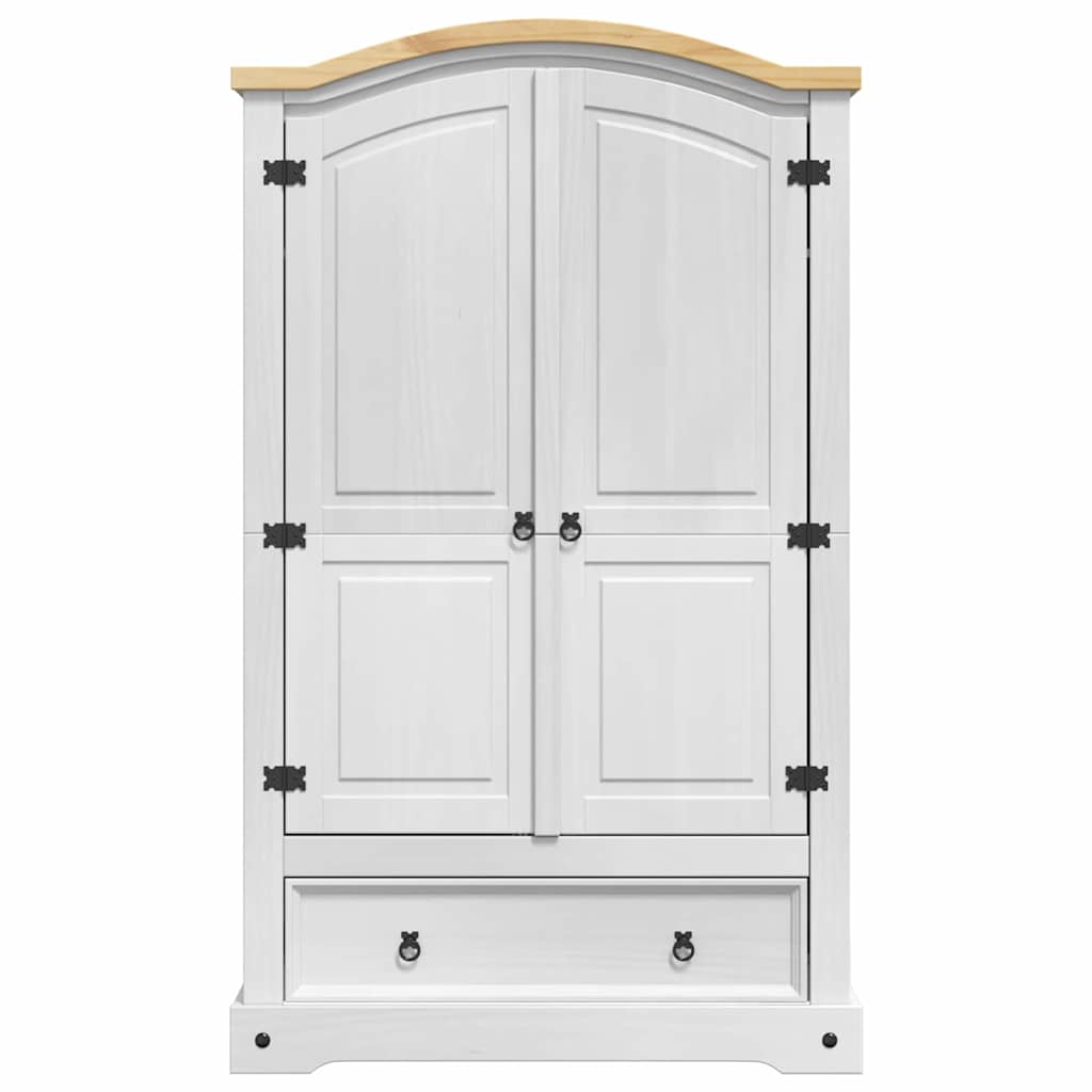 Garderobeskab CORONA Hvid 101 x 52 x 170 cm Massiv fyrretræ