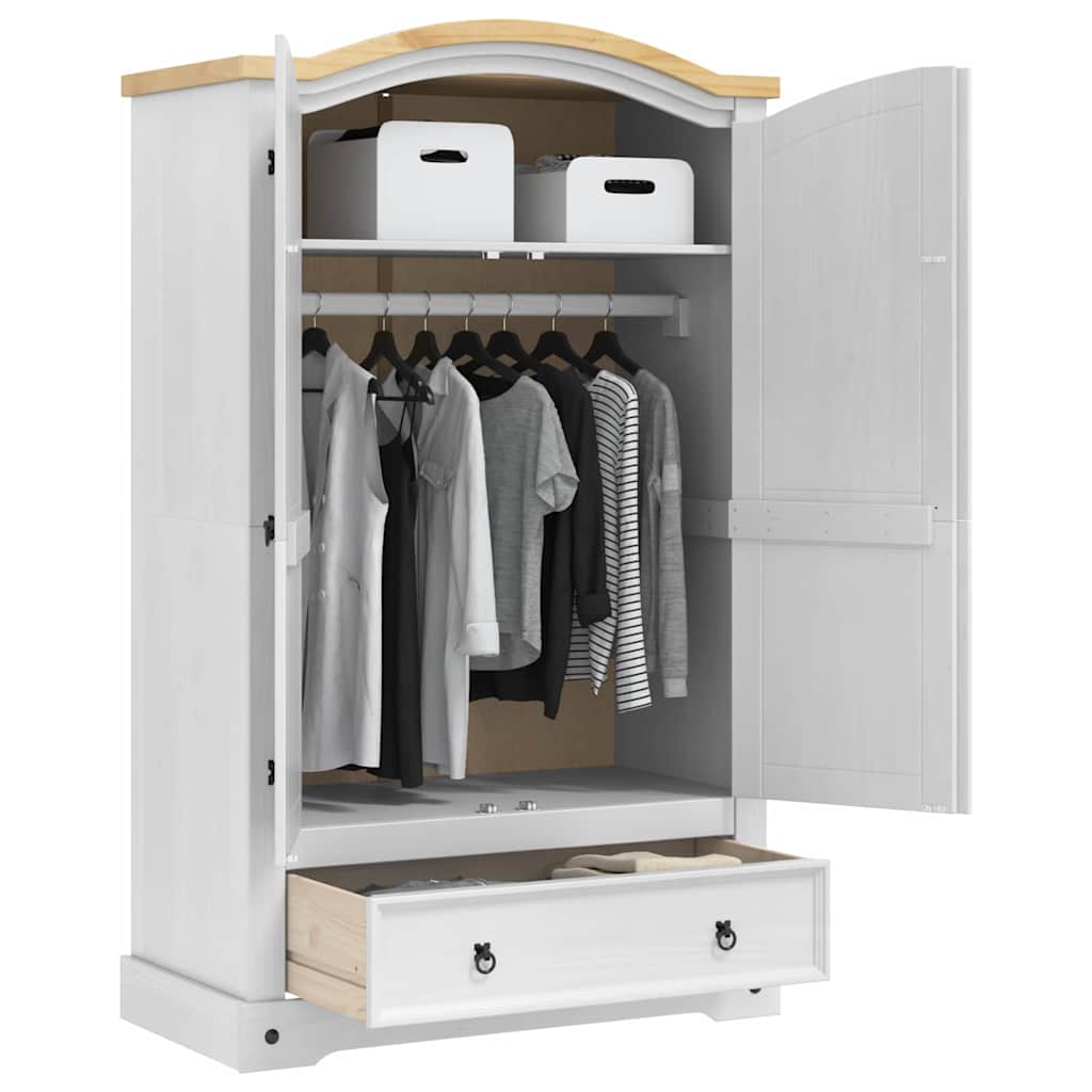 Garderobeskab CORONA Hvid 101 x 52 x 170 cm Massiv fyrretræ