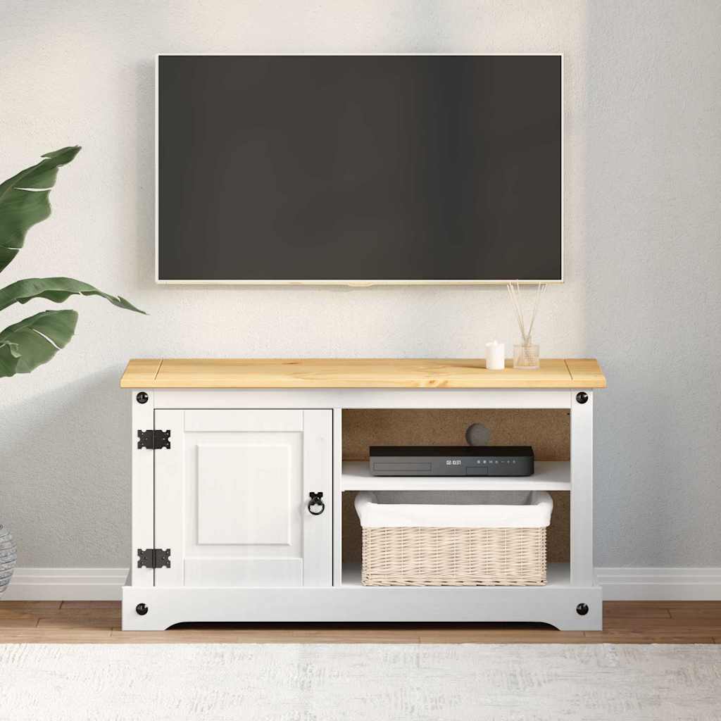 TV-skab CORONA 100 x 40 x 52 cm Hvid Massiv fyrretræ