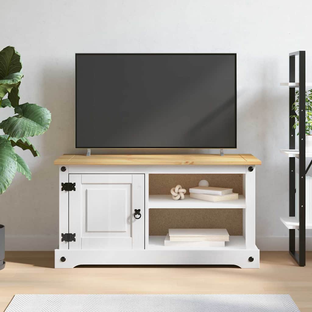 TV-skab CORONA 100 x 40 x 52 cm Hvid Massiv fyrretræ