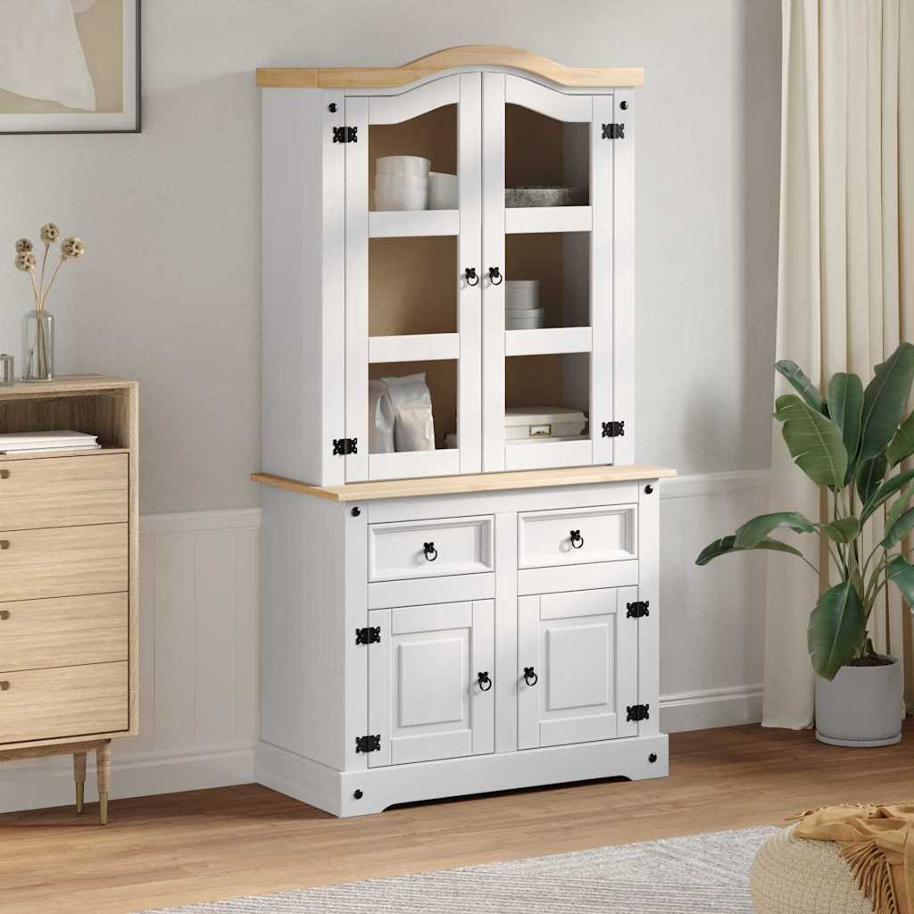Sideboard CORONA Hvid 100 x 48,5 x 179 cm Massiv fyrretræ