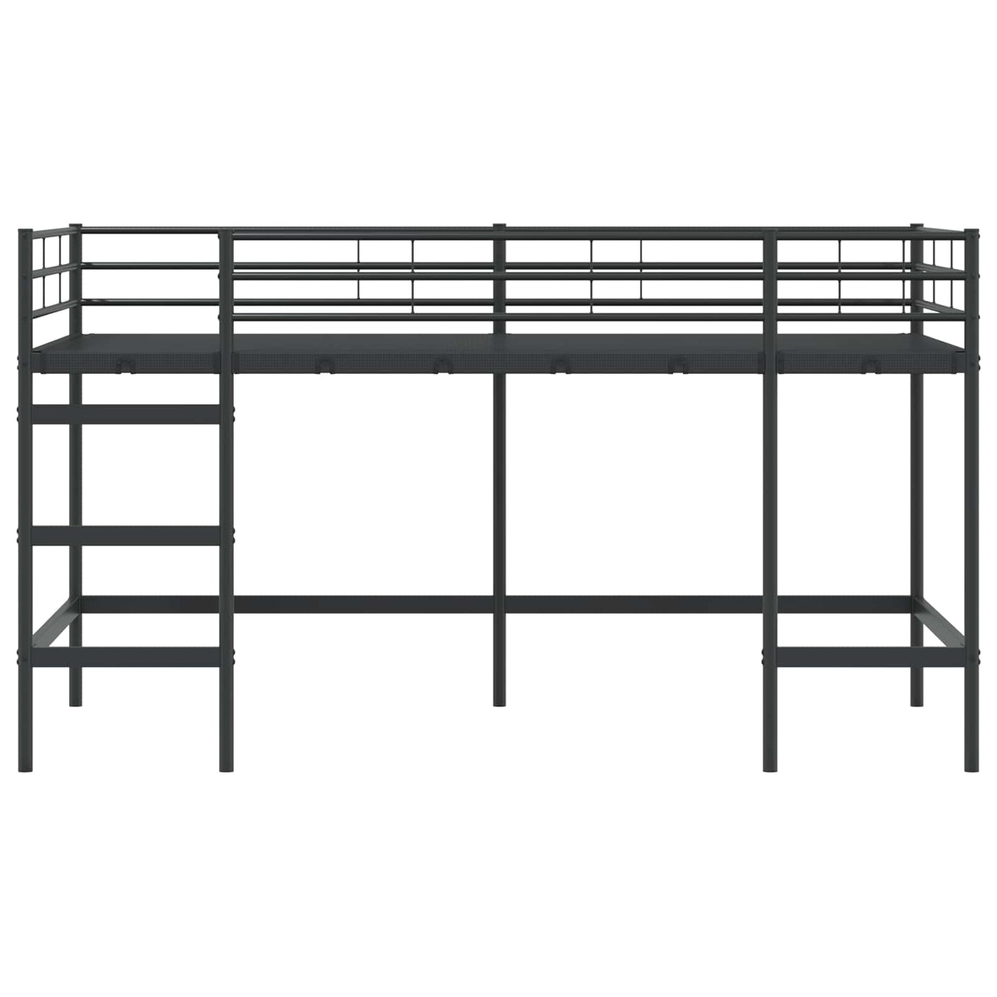 Børns Loft Seng Ramme Ensfarvet Sort 90 x 200 cm Stål