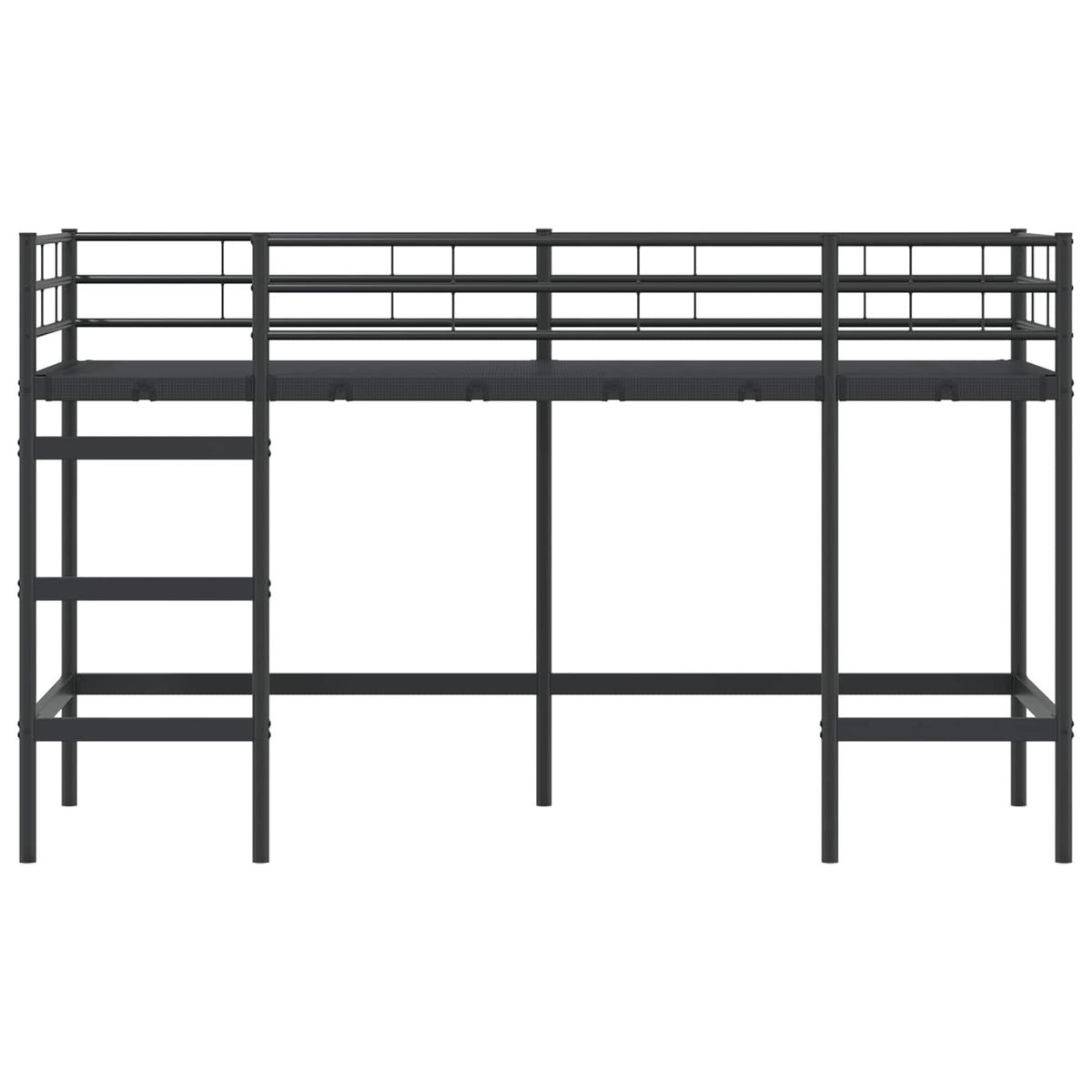 Børns Loft Seng Ramme Ensfarvet Sort 100 x 190 cm Stål