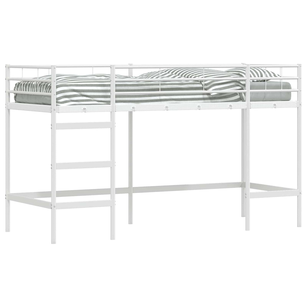 Børns Loft Seng Ramme Ensfarvet Hvid 75 x 190 cm Stål