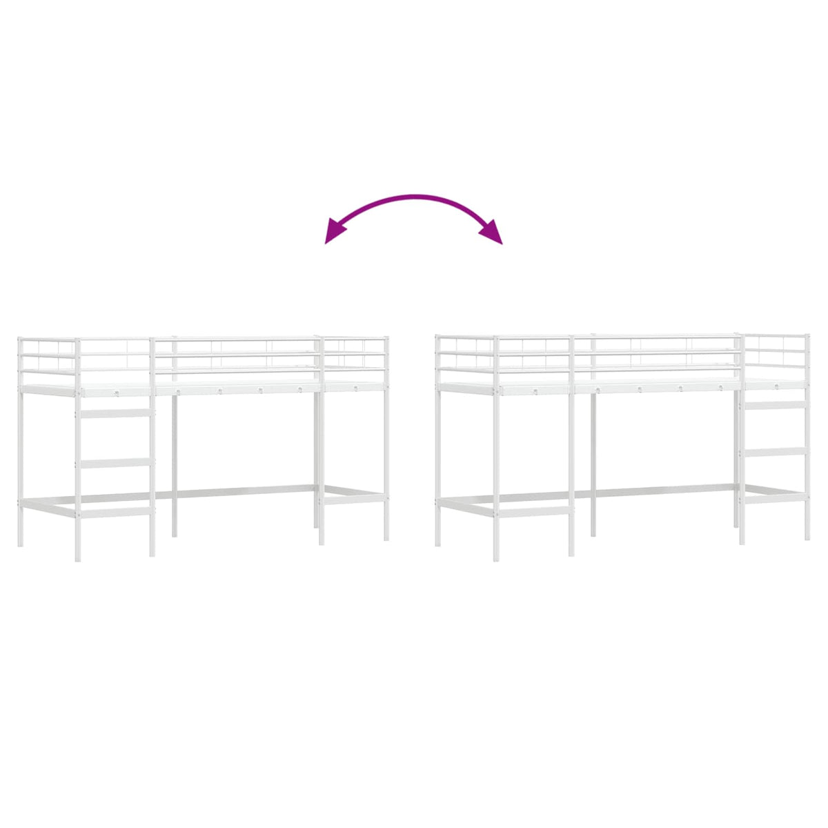 Børns Loft Seng Ramme Ensfarvet Hvid 75 x 190 cm Stål