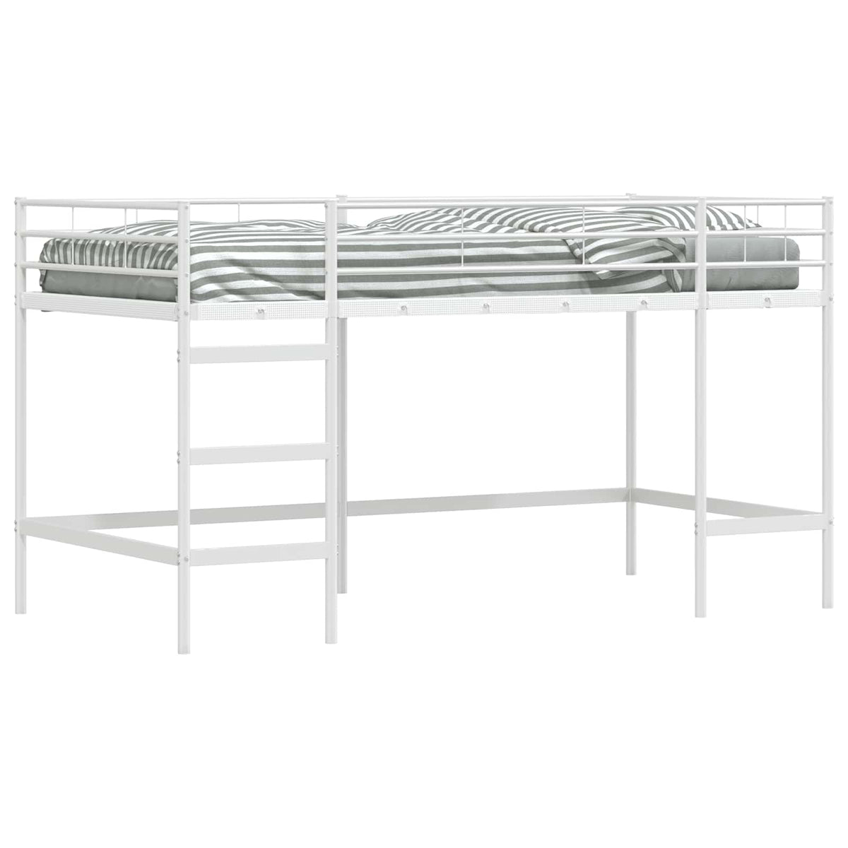 Børns Loft Seng Ramme Ensfarvet Hvid 80 x 200 cm Stål