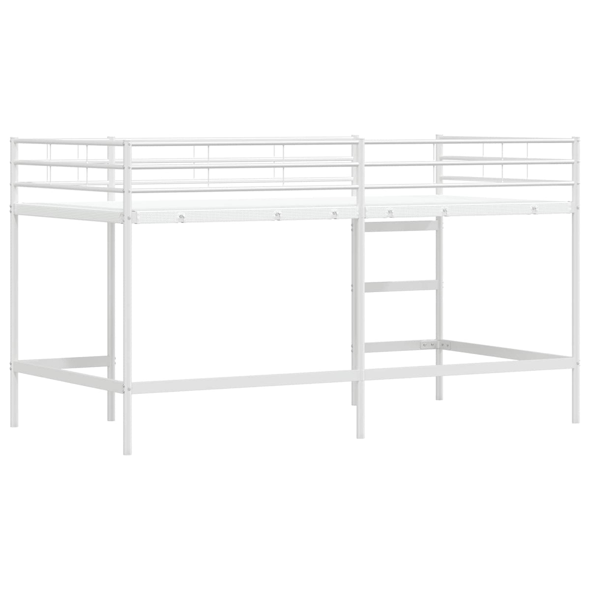 Børns Loft Seng Ramme Ensfarvet Hvid 80 x 200 cm Stål