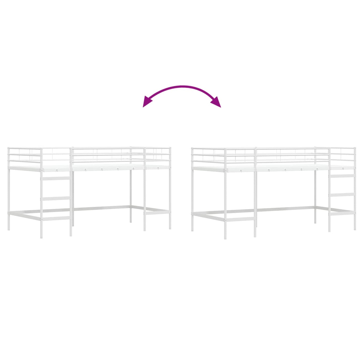 Børns Loft Seng Ramme Ensfarvet Hvid 80 x 200 cm Stål