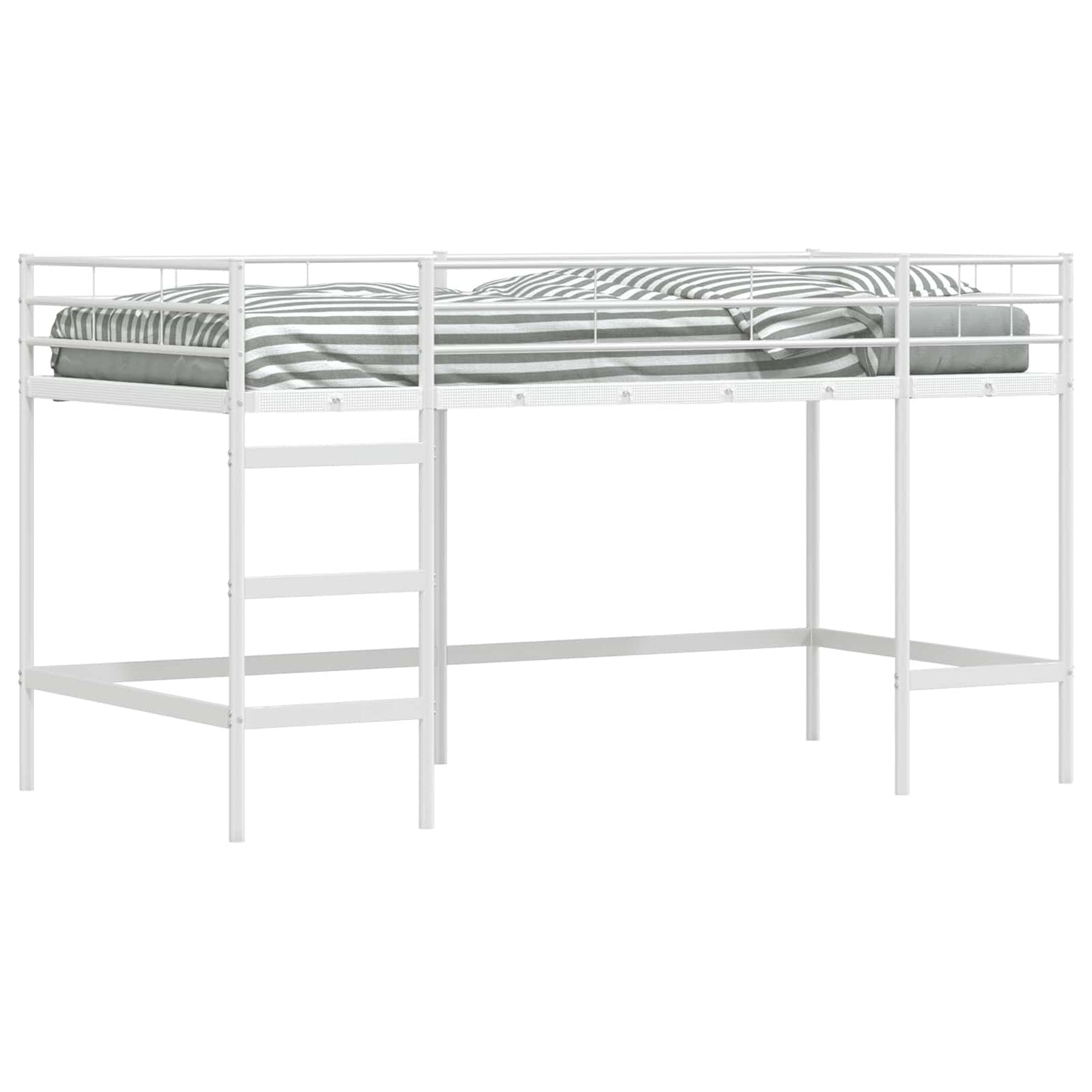 Børns Loft Seng Ramme Ensfarvet Hvid 90 x 200 cm Stål
