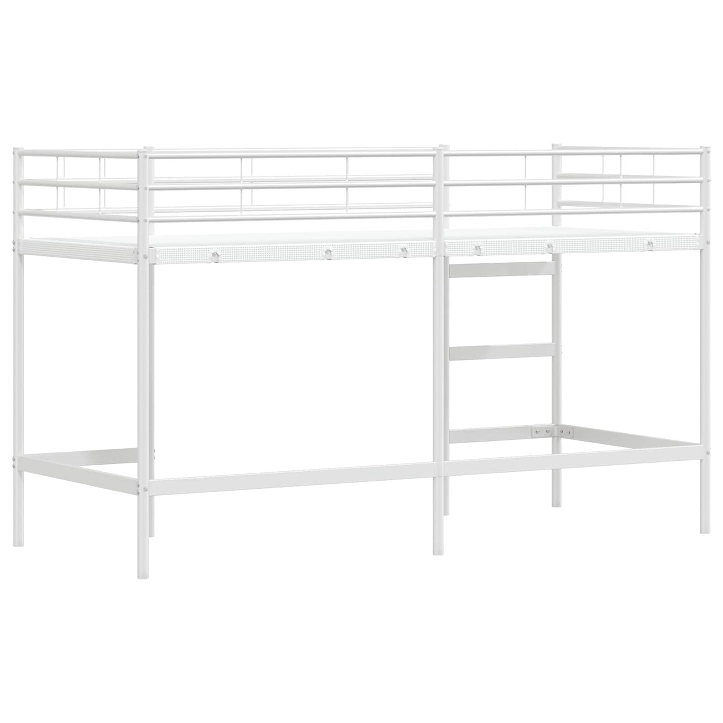 Børns Loft Seng Ramme Ensfarvet Hvid 100 x 190 cm Stål