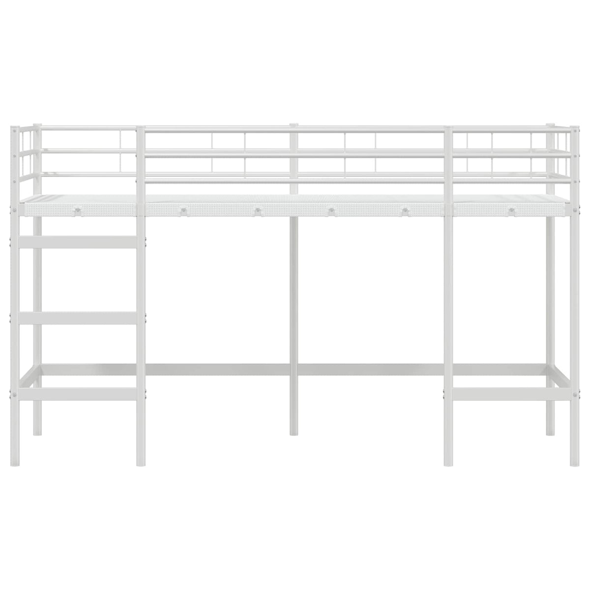 Børns Loft Seng Ramme Ensfarvet Hvid 100 x 190 cm Stål