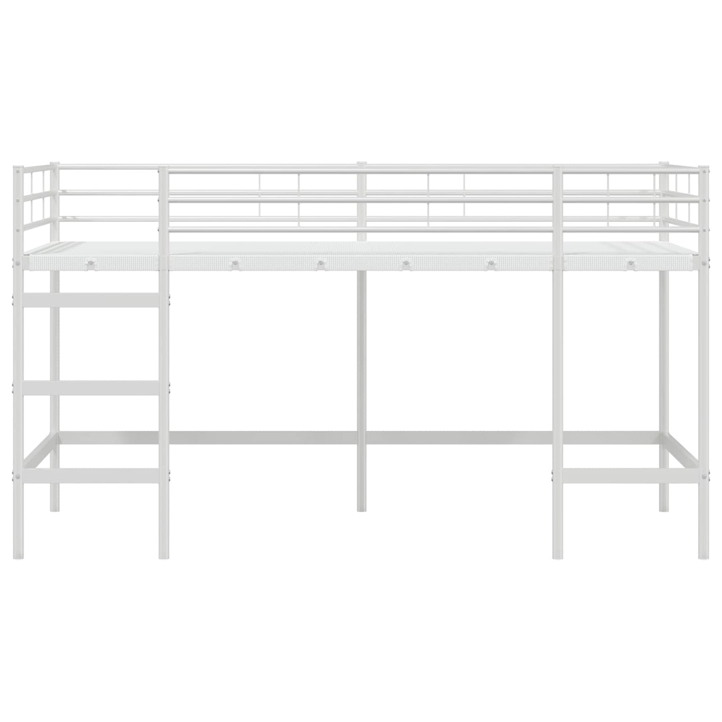 Børns Loft Seng Ramme Ensfarvet Hvid 100 x 200 cm Stål