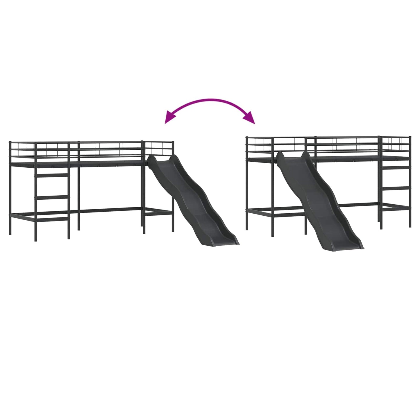 Kids'loftseng med rutsjebane Sort og Anthracit 90 x 190 cm