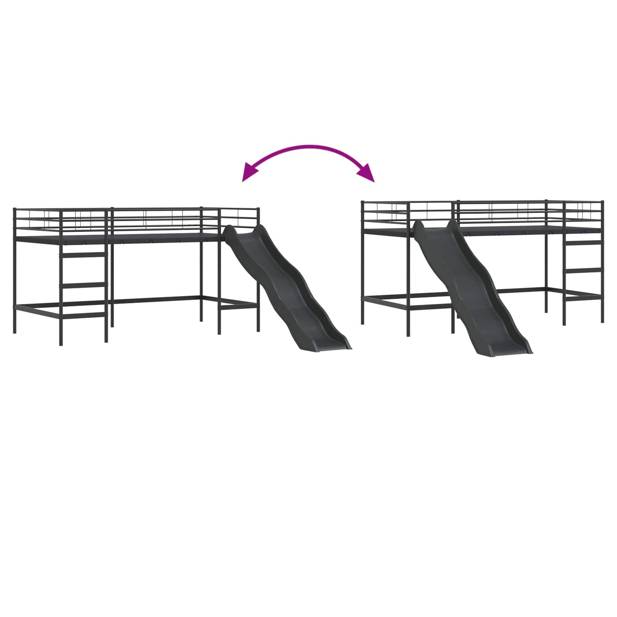 Kids'loftseng med rutsjebane Sort og Anthracit 90 x 200 cm