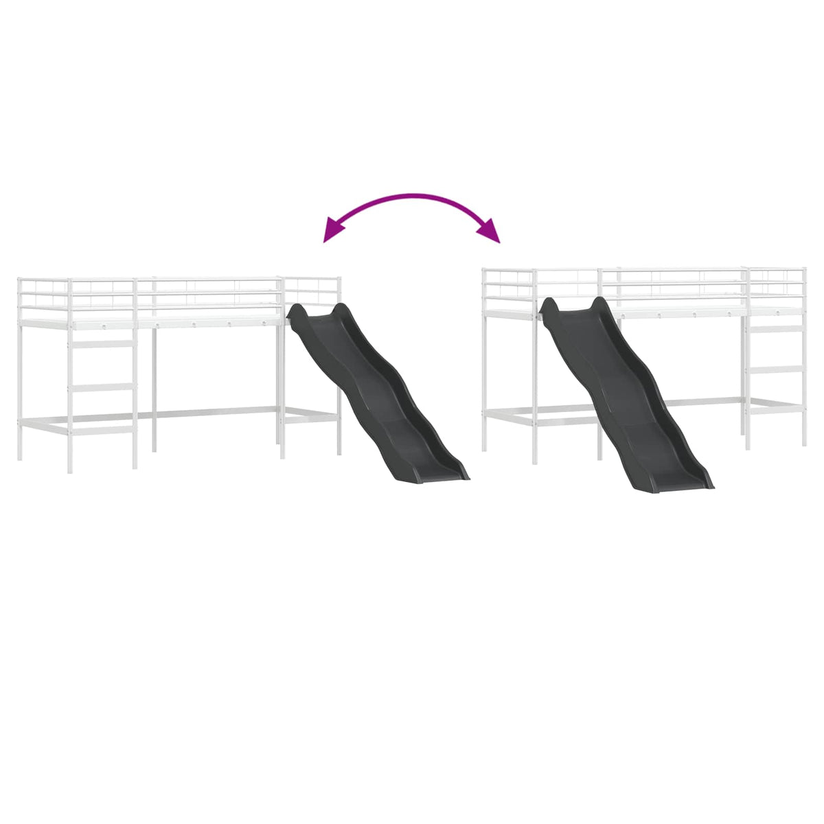 Kids'loftseng med rutsjebane Hvid og Antracit 75 x 190 cm