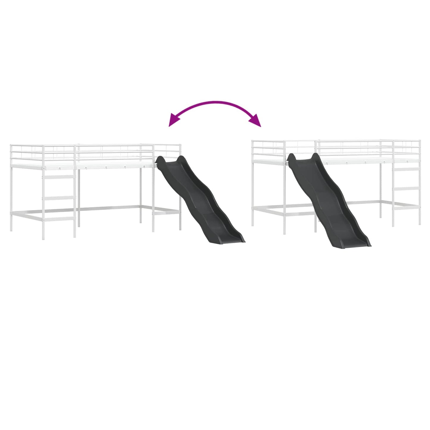Kids'loftseng med rutsjebane Hvid og Antracit 80 x 200 cm