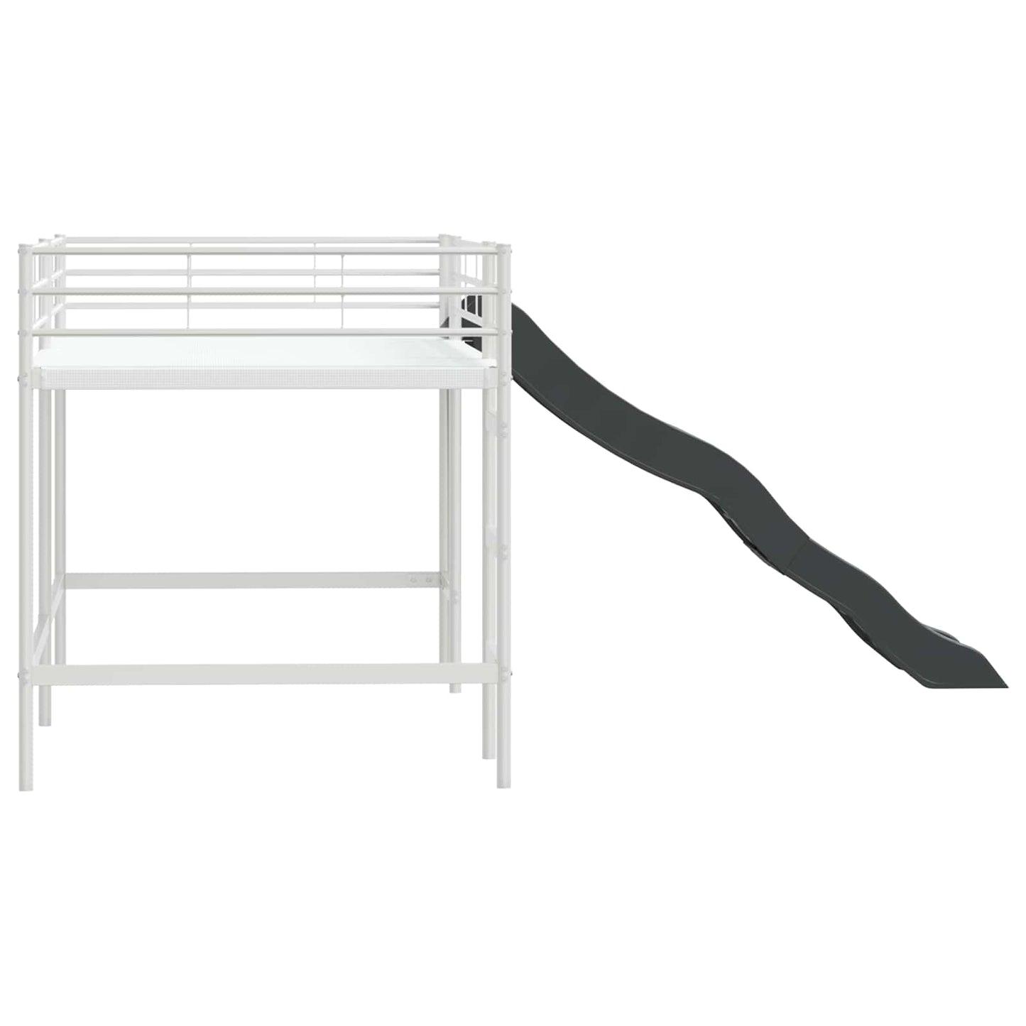 Kids'loftseng med rutsjebane Hvid og Antracit 100 x 200 cm