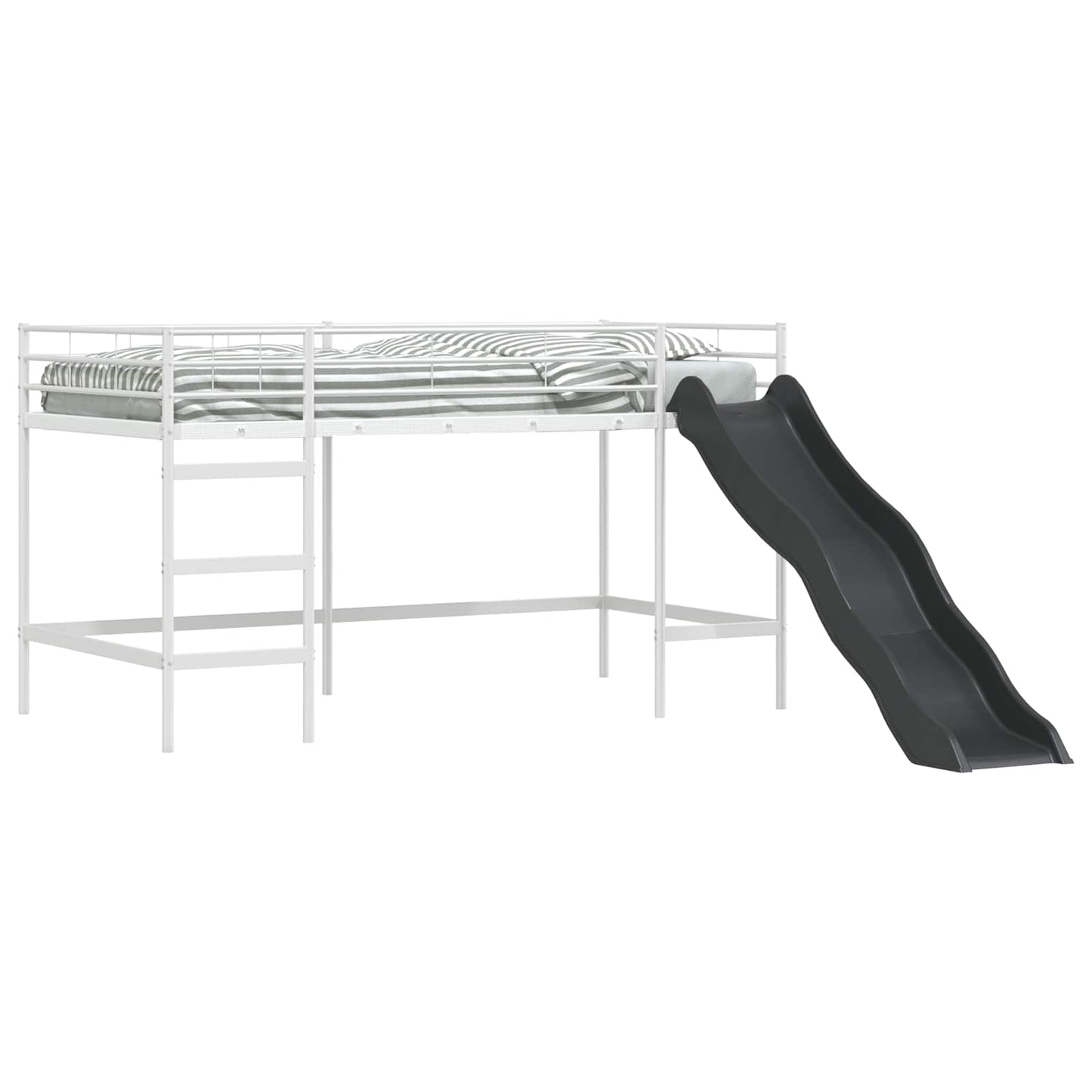 Kids'loftseng med rutsjebane Hvid og Antracit 107 x 203 cm