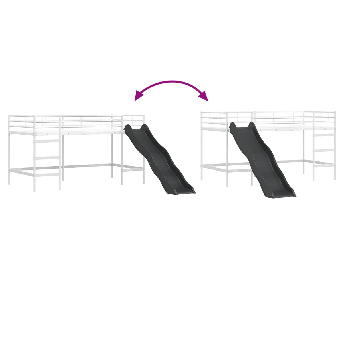 Kids'loftseng med rutsjebane Hvid og Antracit 107 x 203 cm