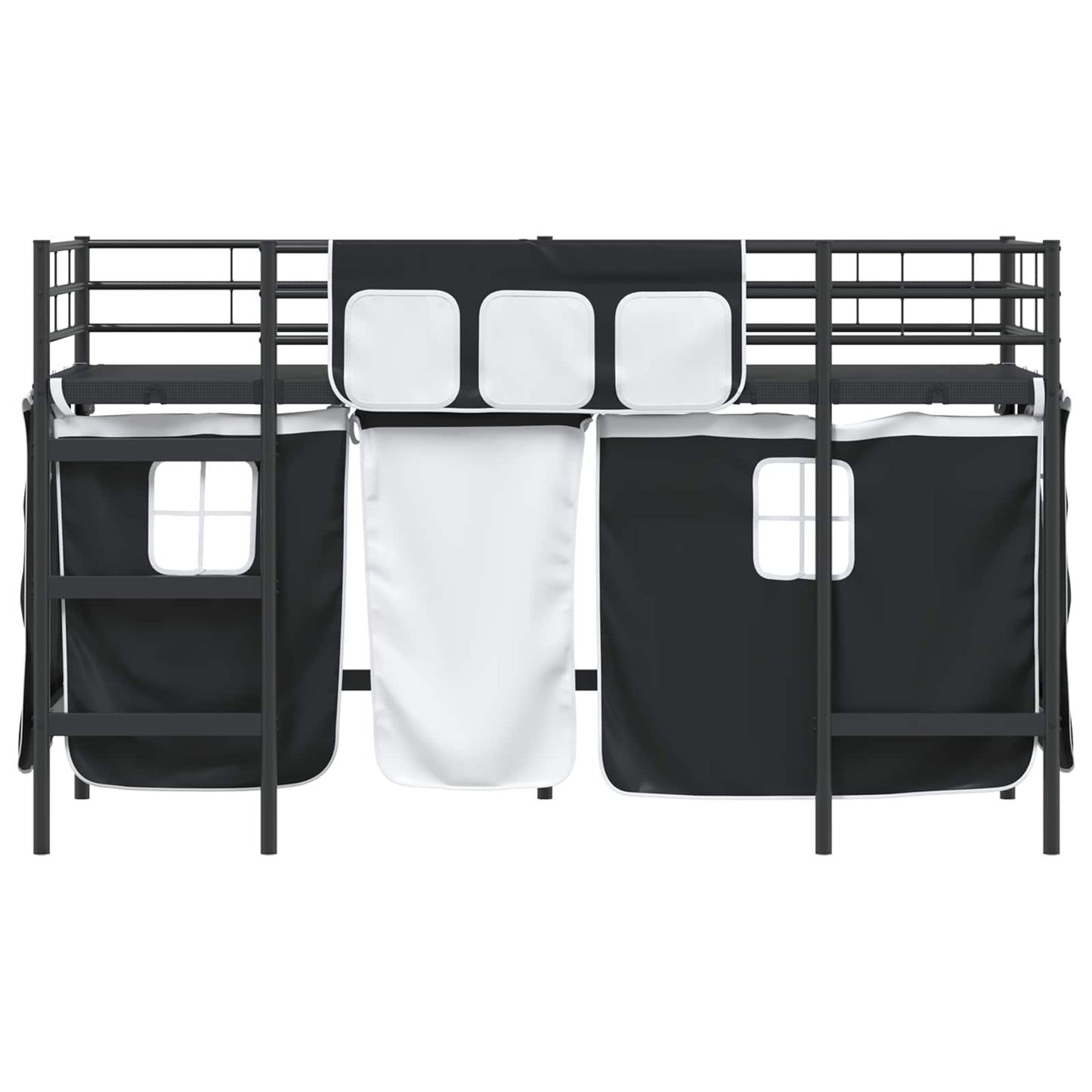 Børneseng med gardiner Ensfarvet Sort 75 x 190 cm