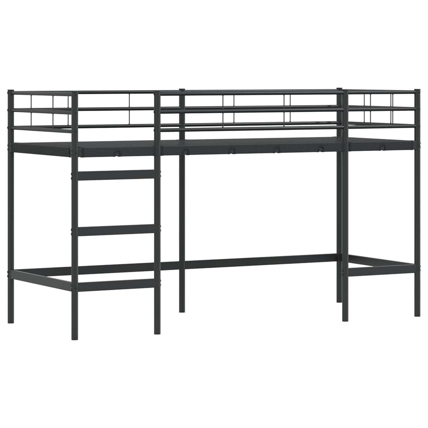 Børneseng med gardiner Ensfarvet Sort 90 x 190 cm