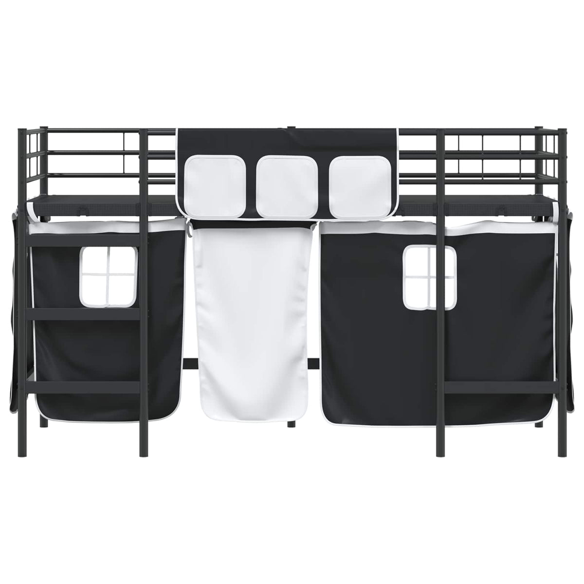 Børneseng med gardiner Ensfarvet Sort 90 x 190 cm