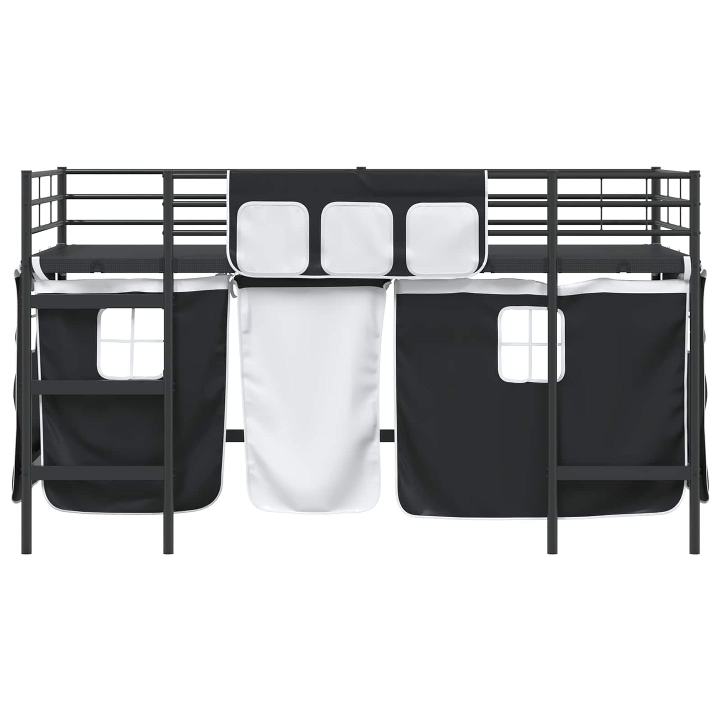 Børneseng med gardiner Ensfarvet Sort 107 x 203 cm