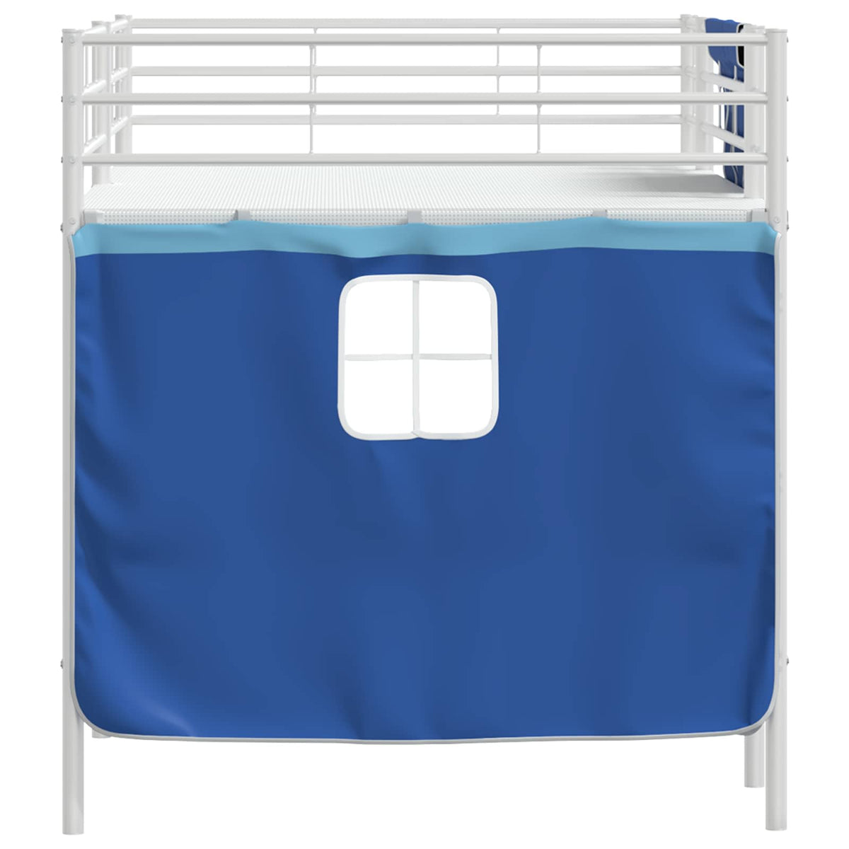 Børneseng med gardiner Ensfarvet Hvid og Blå 107 x 203 cm