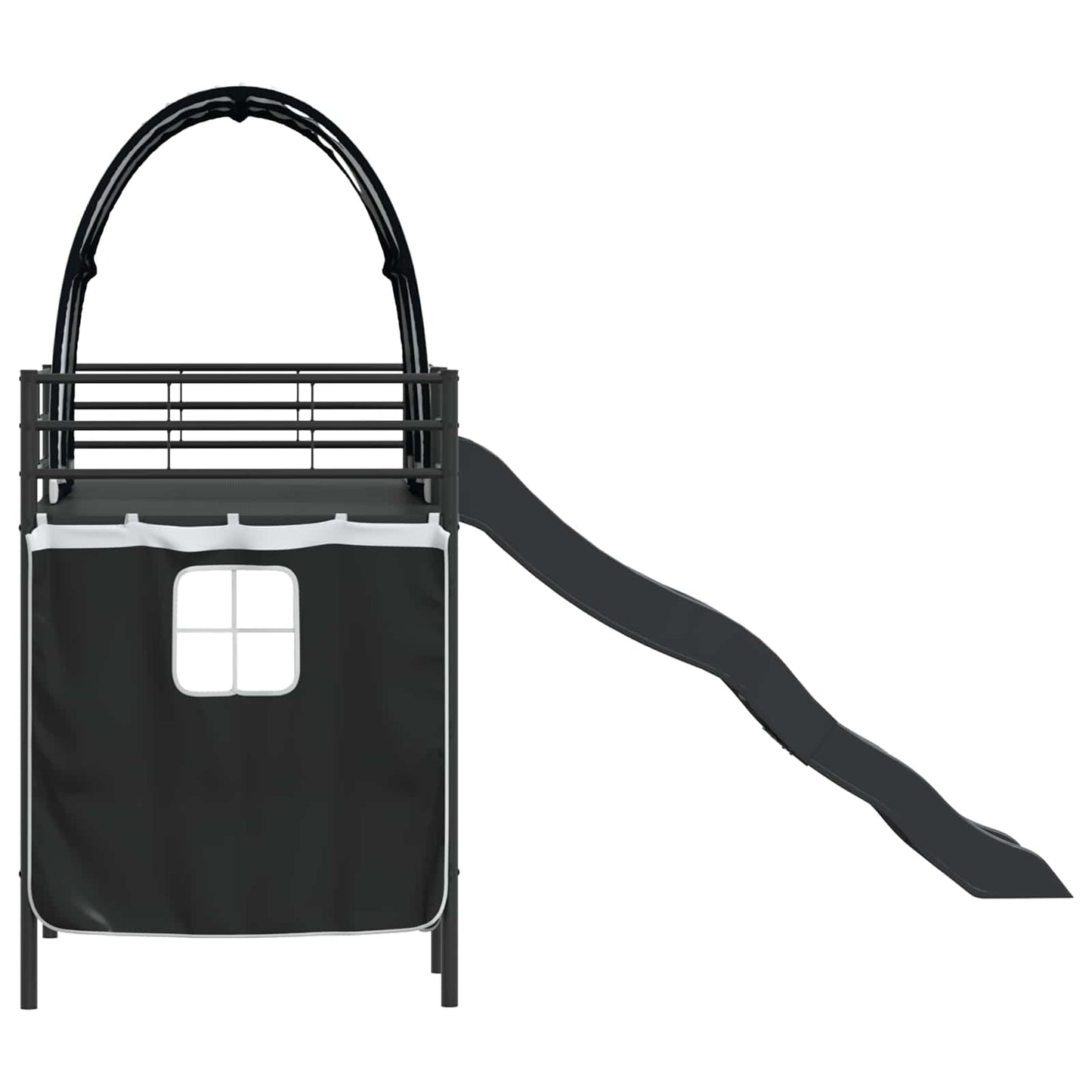 Børneseng med gardiner Ensfarvet Sort 100 x 190 cm Metal