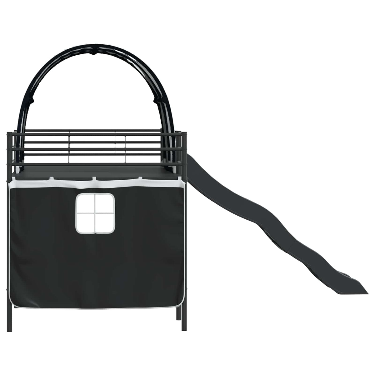 Børneseng med gardiner Ensfarvet Sort 107 x 203 cm Metal
