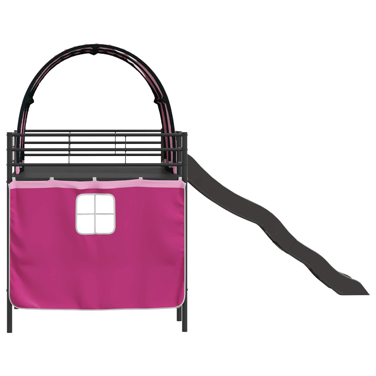 Børneseng med gardiner Sort og Lyserød 107 x 203 cm Metal